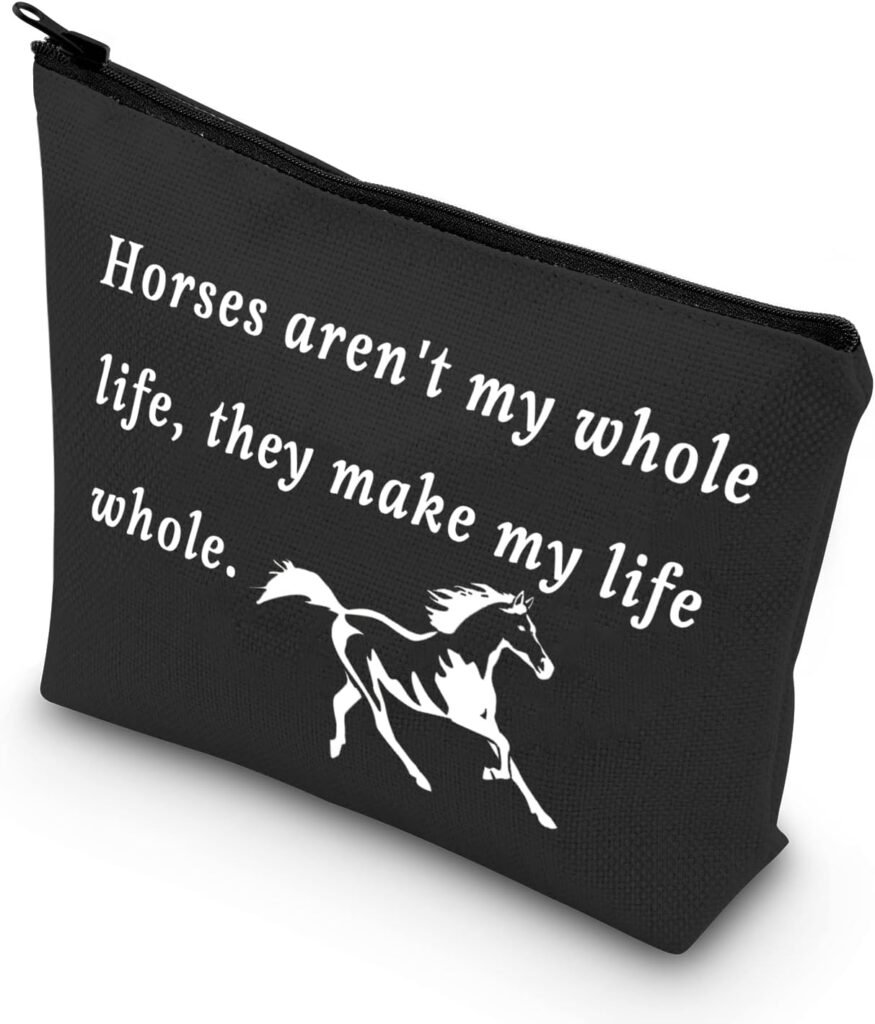 BDPWSS Horse Makeup Bags For Women Teen Girls Equestrian Gift Horse Memorial Gift Horse Lover Gift Horses Arent My Whole Life They Make My Life Whole Horses Barrel Racing Gift (Horses make whole bl)