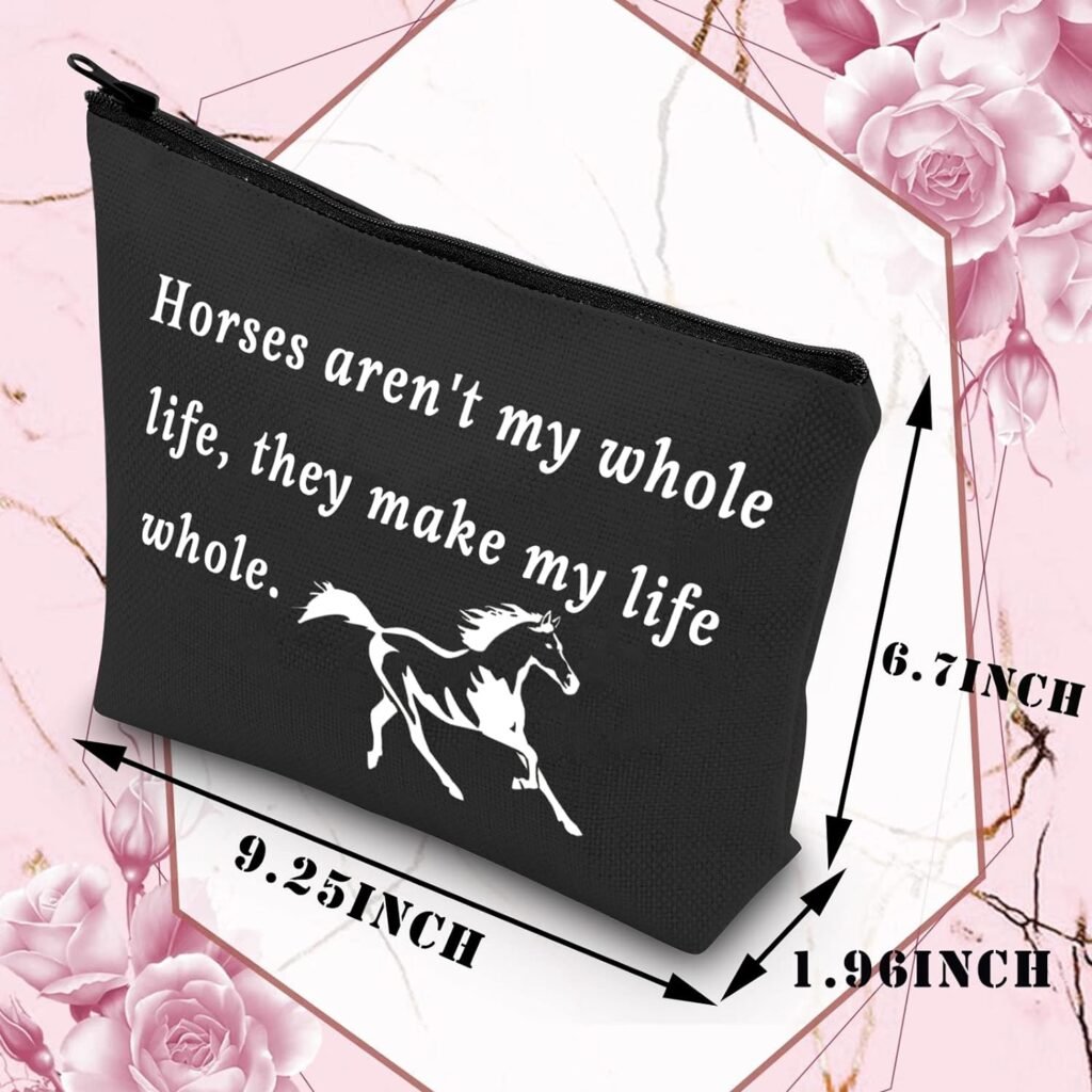 BDPWSS Horse Makeup Bags For Women Teen Girls Equestrian Gift Horse Memorial Gift Horse Lover Gift Horses Arent My Whole Life They Make My Life Whole Horses Barrel Racing Gift (Horses make whole bl)