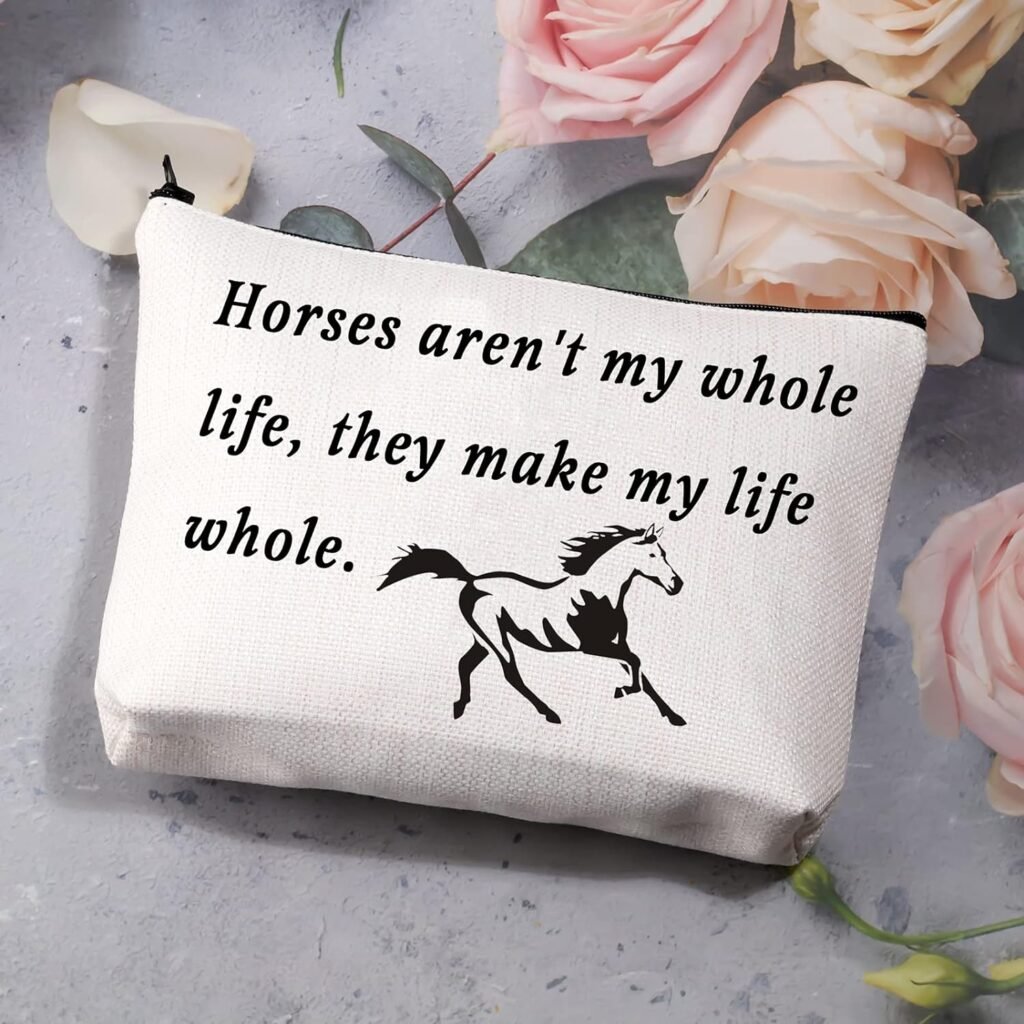 BDPWSS Horse Makeup Bags For Women Teen Girls Equestrian Gift Horse Memorial Gift Horse Lover Gift Horses Arent My Whole Life They Make My Life Whole Horses Barrel Racing Gift (Horses make whole bl)