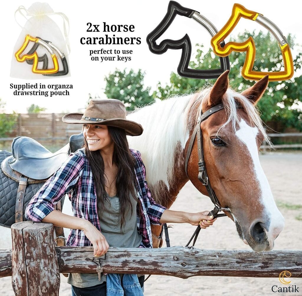 Cantik Horse Wind Chimes for Outside with 2 Horse Head Carabiners - Beautiful Relaxing Sound - Perfect Horse Decor Gift Set, for Anyone That Loves Horses - Infinity Design  Four Hooves Move The Soul