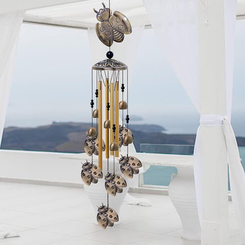 Horse Wind Chimes Decor - 35 Inch Pure Hand-Made Metal Musical Wind Bells with 4 Aluminum Tubes 6 Bells 7 Horses Mobile Wind Catcher Romantic Wind Chime for Home, Festival, Indoor/Outdoor Decoration