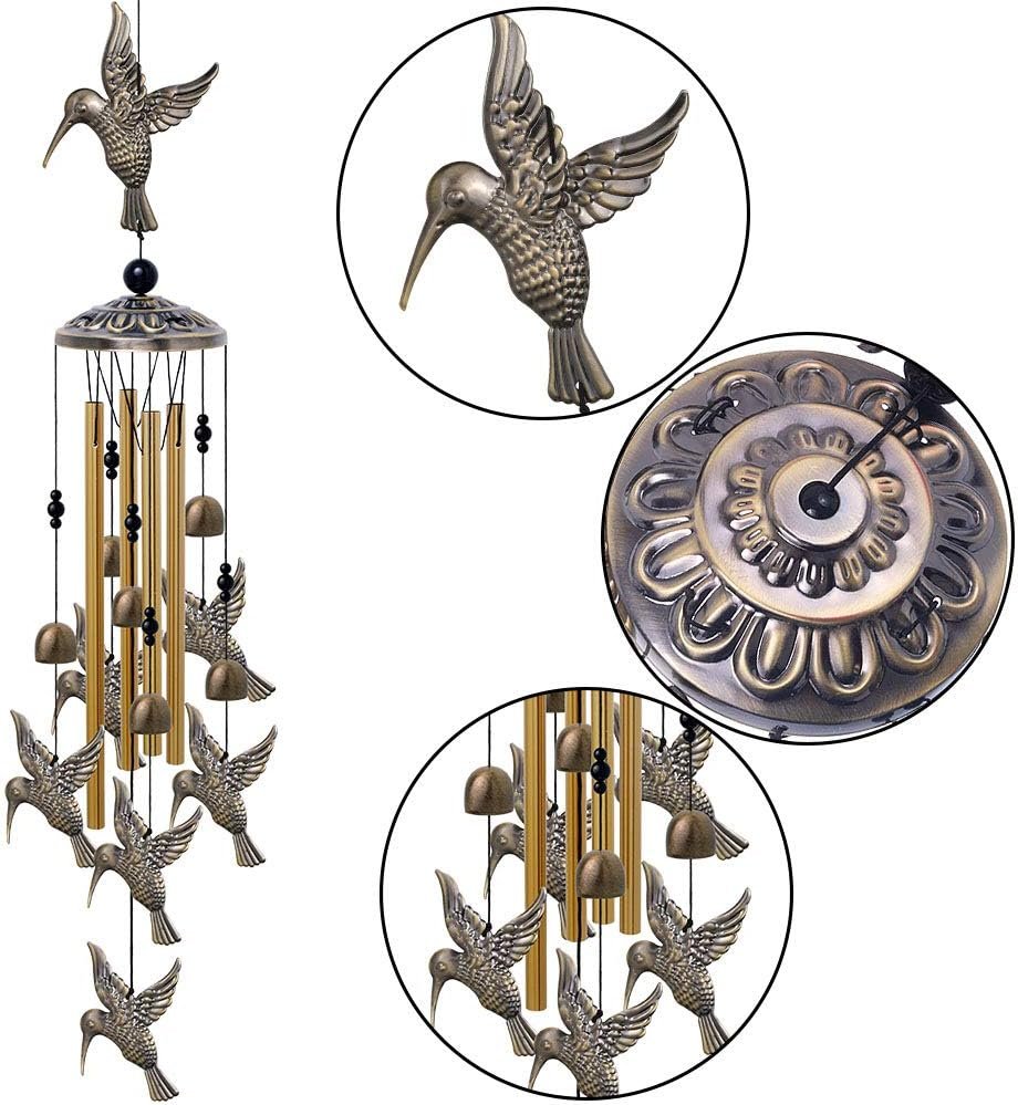 Horse Wind Chimes Decor - 35 Inch Pure Hand-Made Metal Musical Wind Bells with 4 Aluminum Tubes 6 Bells 7 Horses Mobile Wind Catcher Romantic Wind Chime for Home, Festival, Indoor/Outdoor Decoration