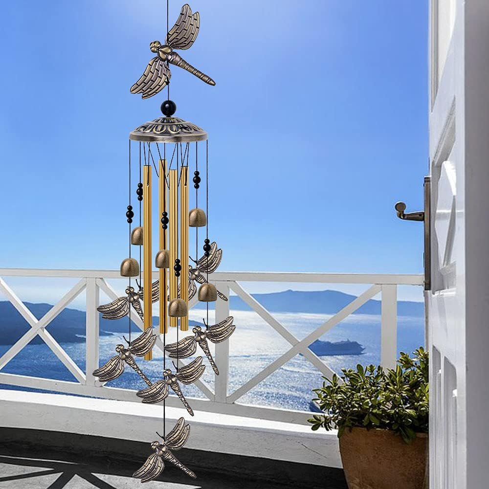 Horse Wind Chimes Decor - 35 Inch Pure Hand-Made Metal Musical Wind Bells with 4 Aluminum Tubes 6 Bells 7 Horses Mobile Wind Catcher Romantic Wind Chime for Home, Festival, Indoor/Outdoor Decoration