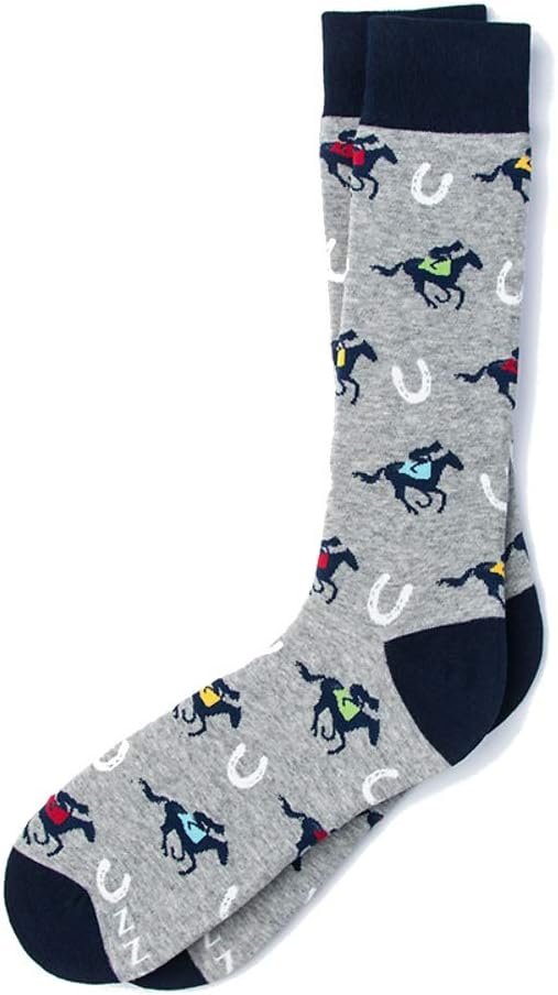 Mens Designer Winners Circle Horse Racing Talk Derby Novelty Crew Dress Socks