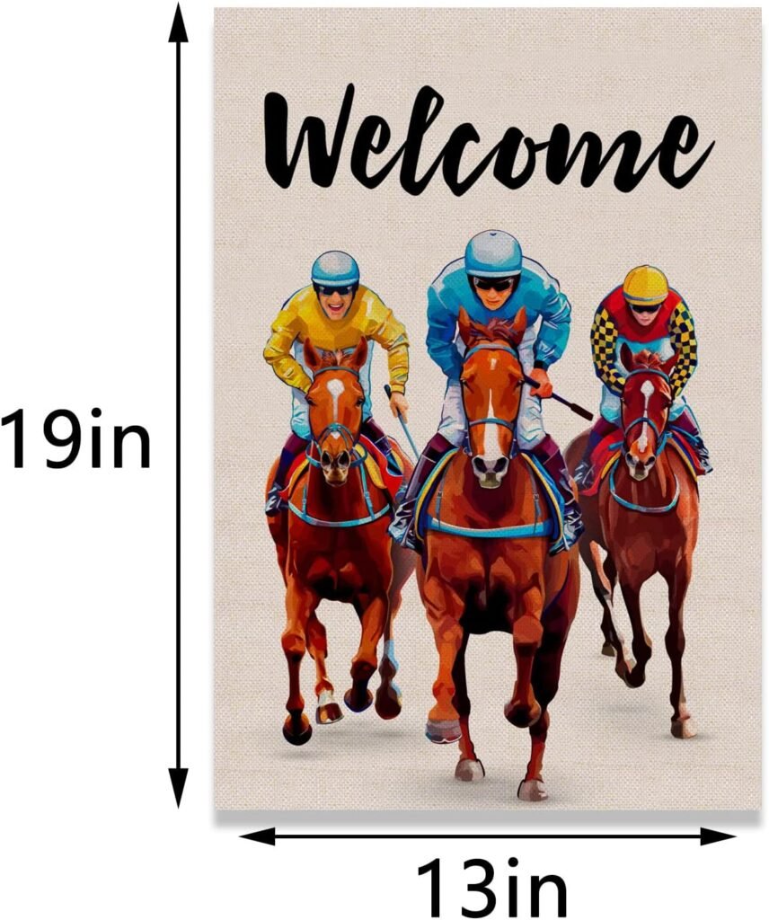 Nepnuser Kentucky Derby Garden Flag Horse Racing Festival Decoration Linen Indoor Outdoor Lawn Front Yard Sign Decor