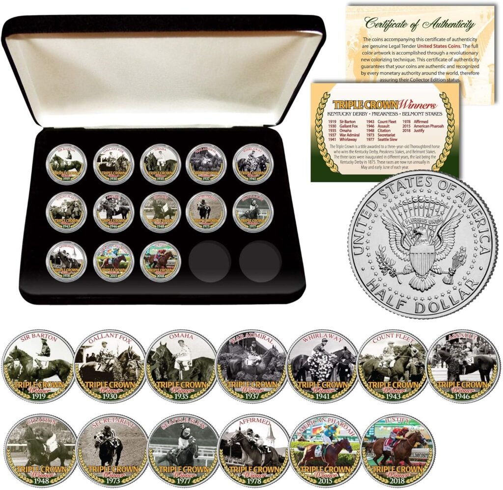 Triple Crown Winners Thoroughbred Horse Racing JFK Half Dollar U.S. 13-Coin Full Set with Certificate  Deluxe Box