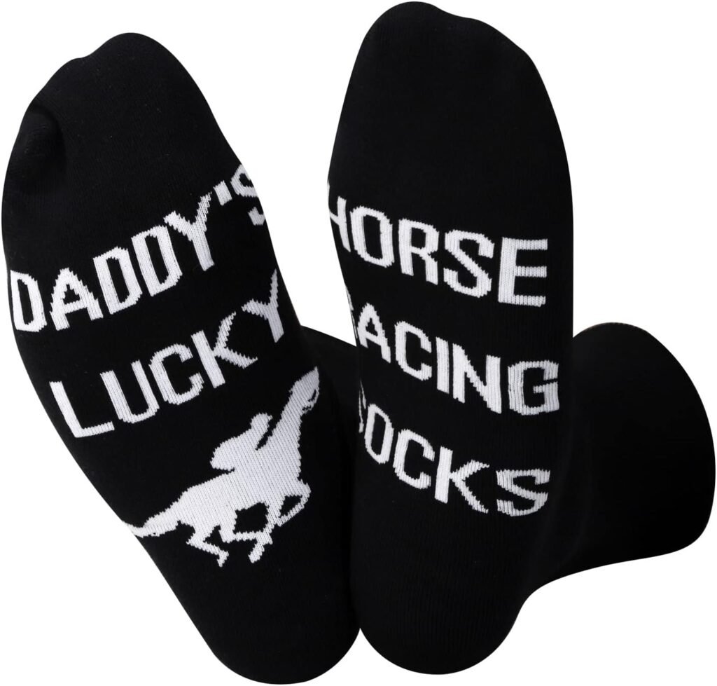 TSOTMO Horse Racing Socks Sports Fans Lover Gift DADDYS Lucky Horse Racing Socks Gift For Men Gambling Gift Jockey Socks