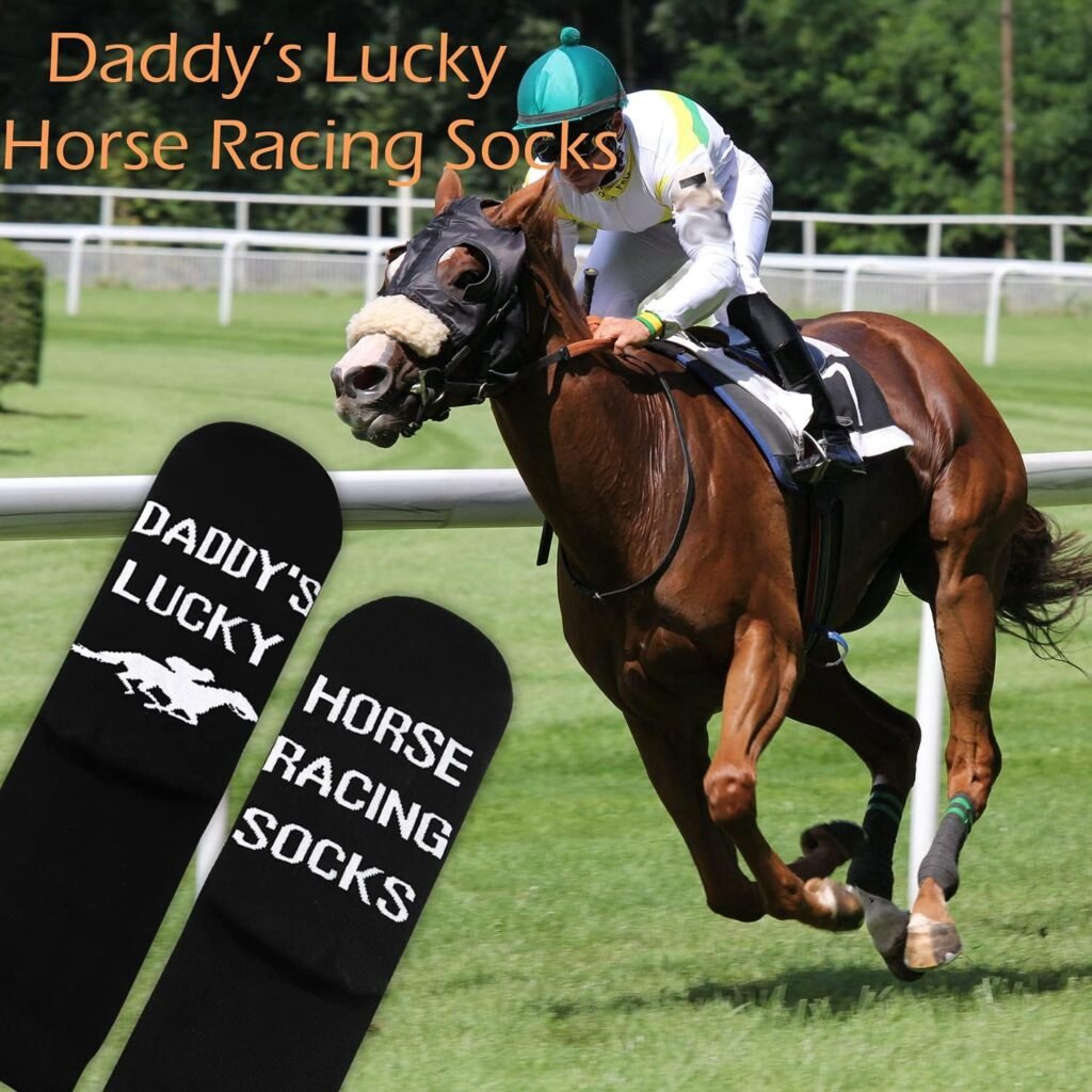 TSOTMO Horse Racing Socks Sports Fans Lover Gift DADDYS Lucky Horse Racing Socks Gift For Men Gambling Gift Jockey Socks