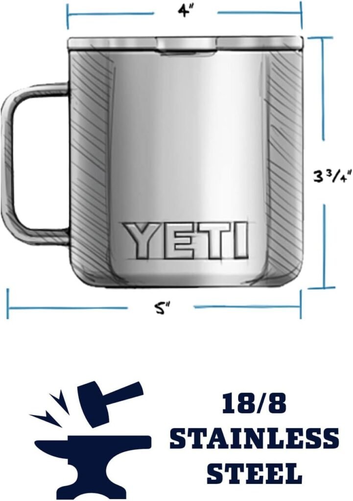 YETI Rambler 14 oz Mug, Vacuum Insulated, Stainless Steel with MagSlider Lid, Stainless